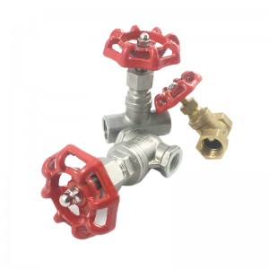 brass and stainless steel pipe fittings and gate valves with internal threads and red handle for food grade and high pressure