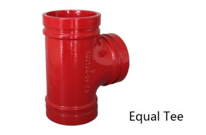 1 inch grooved ductile iron pipe fittings tee with red paint