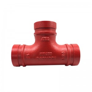 3/4 inch Grooved red Epoxy paint Tee for fire protect