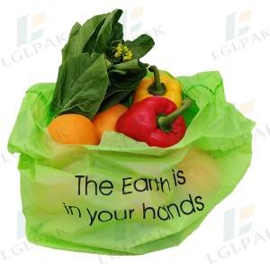 Excellent quality China Customized 100% Biodegradable & Compostable Plastic Shopping Bag T-Shirt Bag