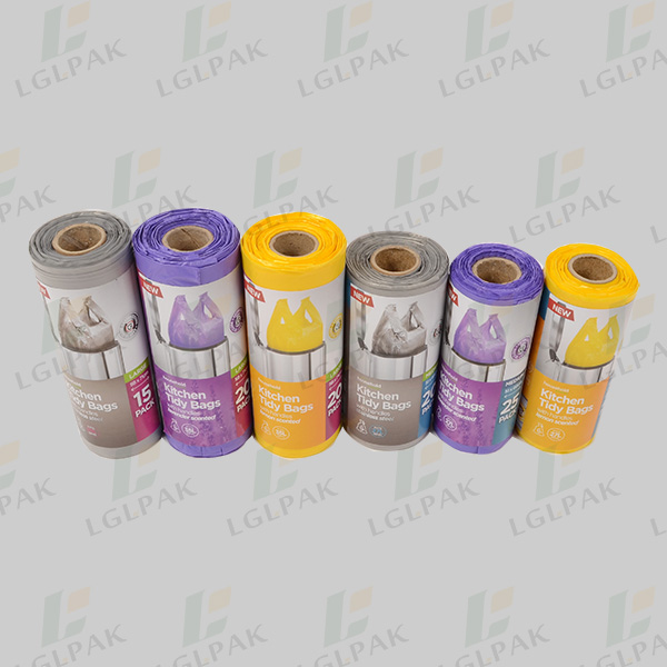 HDPE Star Sealed Garbage Bag In Different Color On Roll-banner