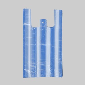 2019 Latest Design China HDPE Plastic Blue/White Stripe T-Shirt Bag Without Printing with Best Price and Quality