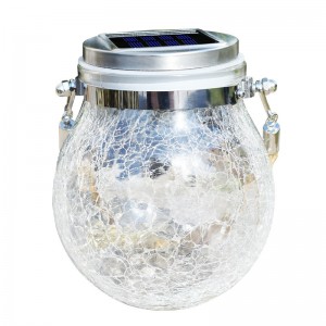 Wodoodporna lampa ogrodowa Led Solar Crack Glass Jar Light