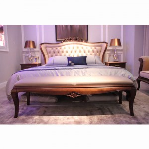 Light luxury American style solid wood upholstery double bed with storage