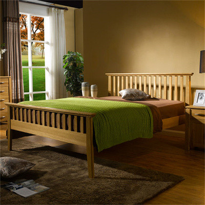 Modern simple design solid wood bed 1.5meter white oak north Europe style furniture (1)