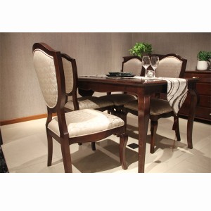 Solid Birch antique dining table and chairs, restrained version