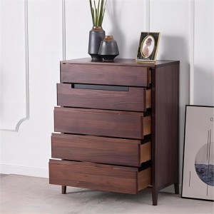 Solid walnut capacious modern chest of drawers, simple design cabinet