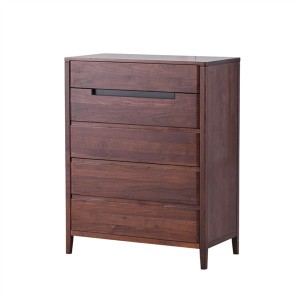 Solid walnut capacious modern chest of drawers, simple design cabinet