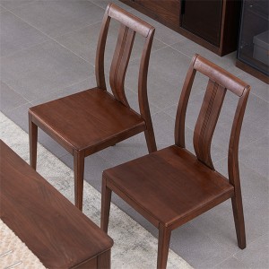 Solid walnut dining table and chairs, natural color, simple noble