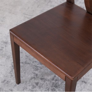 Solid walnut dining table and chairs, natural color, simple noble