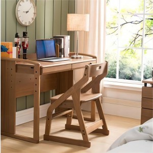 Solid white oak environment friendly clear laquer student desk with adjustable height