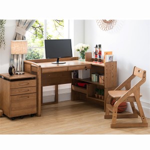 Solid white oak environment friendly clear laquer student desk with adjustable height