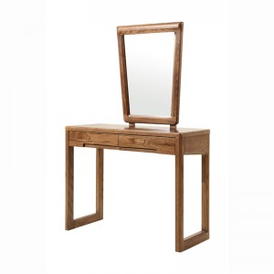 Solid white oak modern contracted dressing table, big table top and mirror, grooved handle, big draw