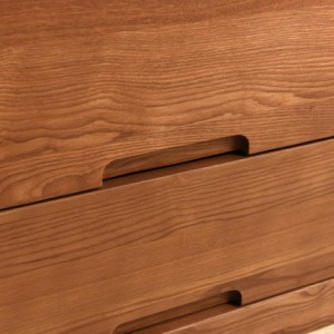 Solid white oak natural color bedside table, embedded handle, big drawer, silent slide