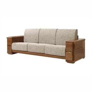 Solid wood armrest 3 seat sofa, fabric cover