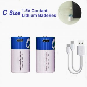 No.2 Rechargeable C Batteries 1.5V 5000mWh Rechargeable battery + usb-c cable