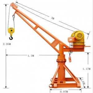 360 Degree 500kg portable lift mini crane with electric hoist