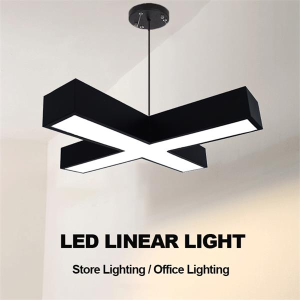 CCT Adjustable Cross Shape Hanging Linear Lights fixtures for Art Lighting