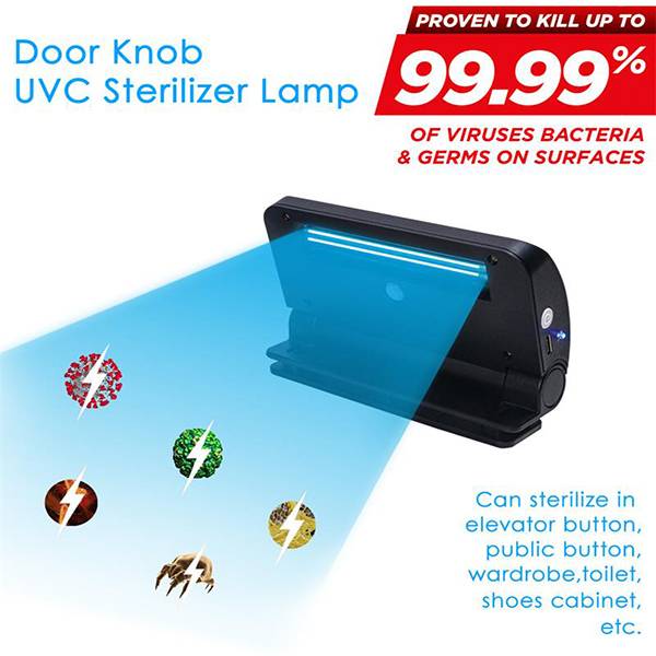 Angle Adjustable UV Sanitizer Wand Wall Mounted Doorknob UVC Germicidal Lamp