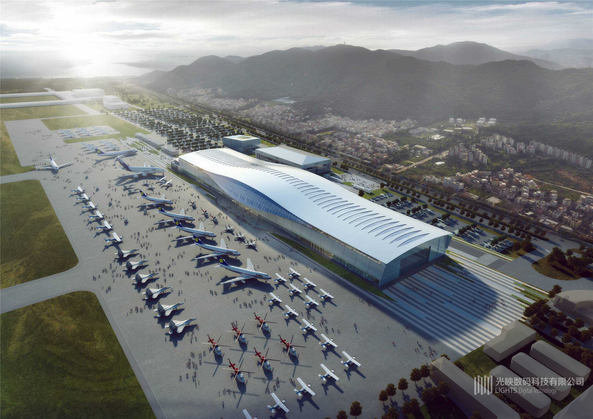 Rendered Elevations Architecture - Zhuhai Airshow – Lights CG