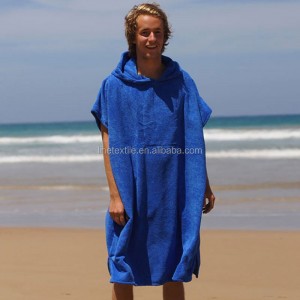 Personlized Products  Custom Round Beach Towel - Surf Poncho Beach Towel Plain Pattern Velour Surf Poncho With Hooded  – LH