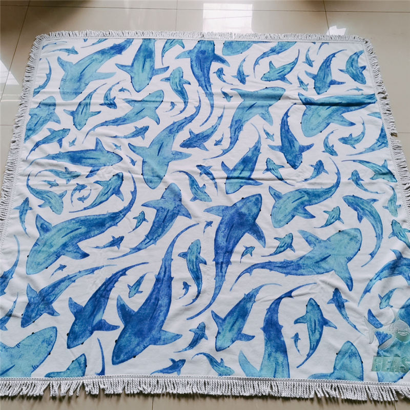 PriceList for Printed Microfiber Beach Towel - 100% cotton 450gsm soft flannel custom print towel blanket with tassel – LH