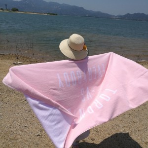 Factory Promotional Towel Gym - Personalised custom 100% cotton pink jacquard beach towel with logo – LH