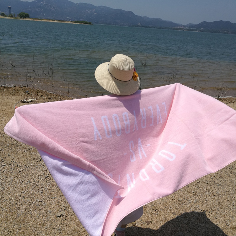 Factory Price Fouta Beach Towel - Personalised custom 100% cotton pink jacquard beach towel with logo – LH