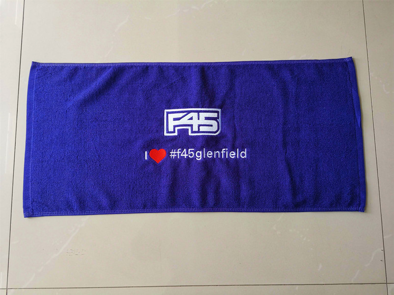 Hot selling Custom F45 Logo Outdoor Cotton Embroidery Gym Sports Fitness Towel