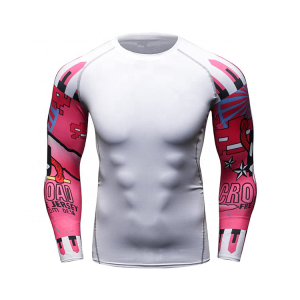 Men’s soft fit long sleeve workout rash guard cool dry compression fitness shirt