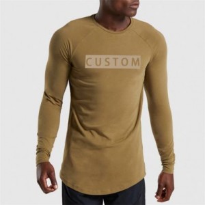 Custom Printing Design Logo Casual Spring Plus Size Cotton Tshirt Men Long Sleeve Polyester O-neck T-shirt