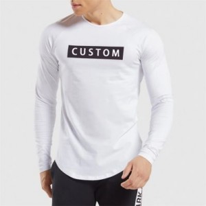 Custom Printing Design Logo Casual Spring Plus Size Cotton Tshirt Men Long Sleeve Polyester O-neck T-shirt