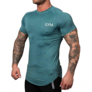 Slim fit workout tees 95%cotton 5%elastane mens sports t shirt
