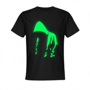 Summer casual black men’s t-shirt printed luminous material pattern glow in dark t-shirt