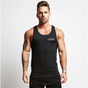 Factory direct sale solid color low collar men’s tank top with custom