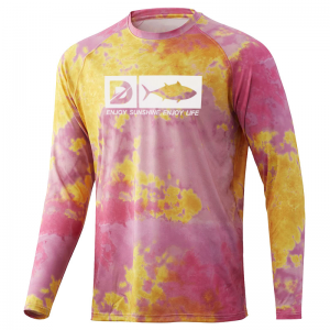 OEM upf uv fishing shirts polyester long sleeve breathable Quick-drying antibacterial round neck men’s fishing shirt