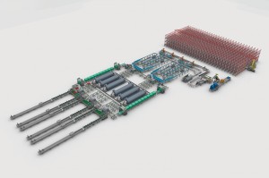 Complete automatic production packing line for cased food