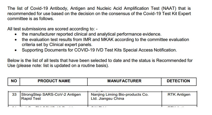 Good news!SARS-CoV-2 Antigen Rapid Test from Nanjing Liming Bio-products Co., Ltd. has been certified by the two countries again, and has passed multi-national evaluation and praise!