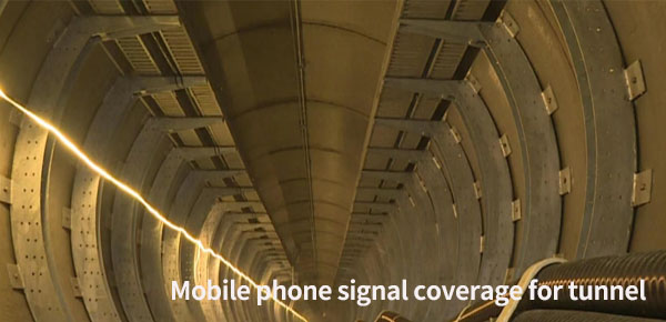 Systeemschema voor signaaldekking voor mobiele telefoons voor een elektriciteitstunnel en liftschacht van 2 km