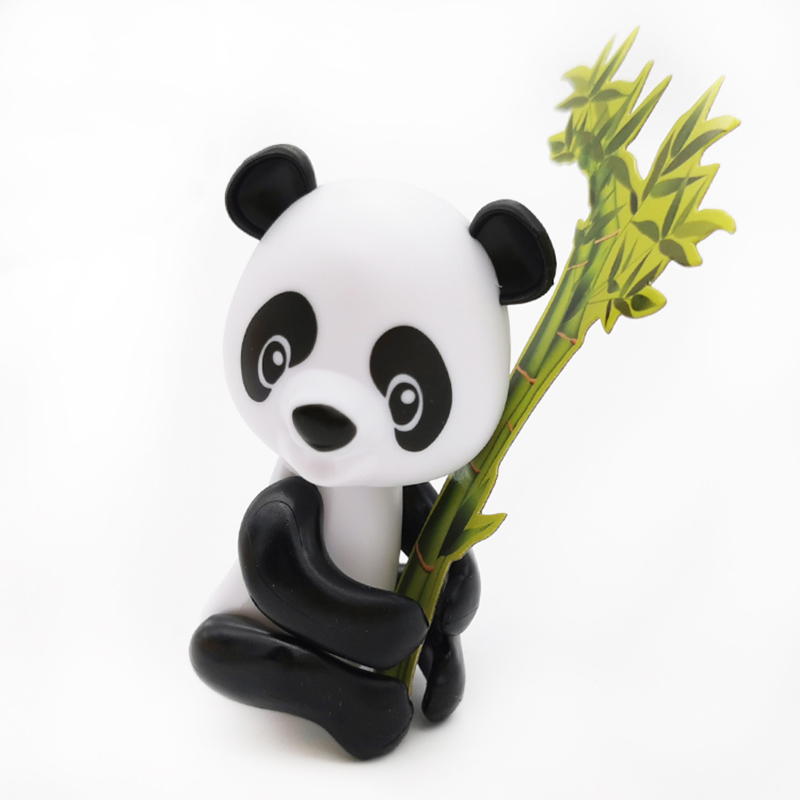 Panda fingurdúkka úr plasti fyrir krakka með bambus
