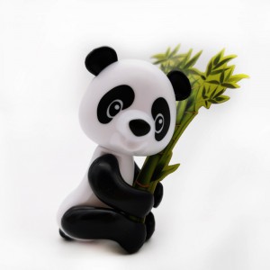 Kids Plastic Figure Toy Panda Finger Doll With Bamboo