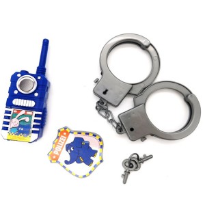 Police game plastic handcuffs toy with badge keys walkie-talkie