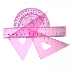 Stationery supply geometric ruler protractor teaching plastic ruler set