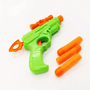 Green manual shooting gun toy with soft bullet