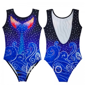 LIUHUO Blue ocean design Synchronized Swimming Suits Kids Girls Training Gym Competitive Leotards Black Stage