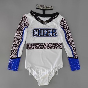 Cheerleading uniforms Handmade girls performing stage competition dance costumes chest lettering all diamond white costumes