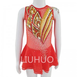 LIUHUO figure skating costume red mesh splicing two-color girls competition performance costume