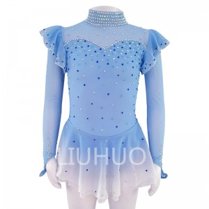 LIUHUO Figure Skating Dress Blue Luxury Colored Diamonds Noble Gorgeous Girls Competition Performance Clothes