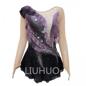 LIUHUO Figure Skating Dress Girls Purple Spandex Competition Skirt Quality Crystals Skating Costumes