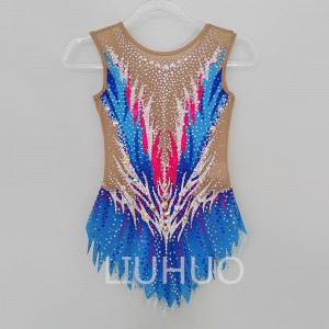 LIUHUO Rhythmic Gymnastics Leotards Artistics Professional Custom Girls Competition Stage Blue And Red Color
